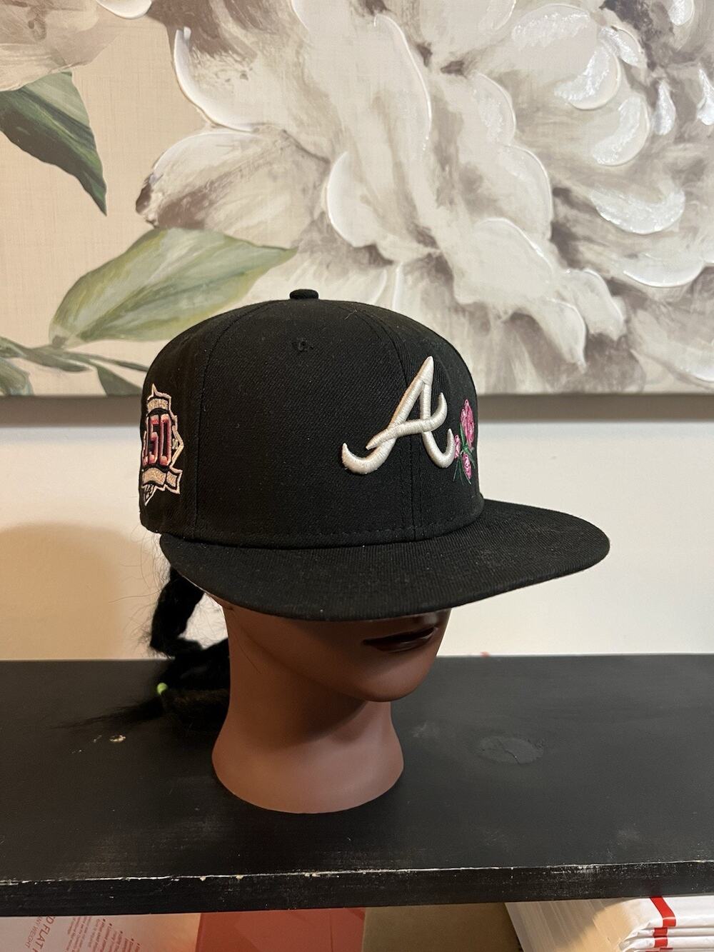 Size 7 1/8-Atlanta Braves 150th Anniversary Pink Rose New Era 59Fifty Fitted Hat